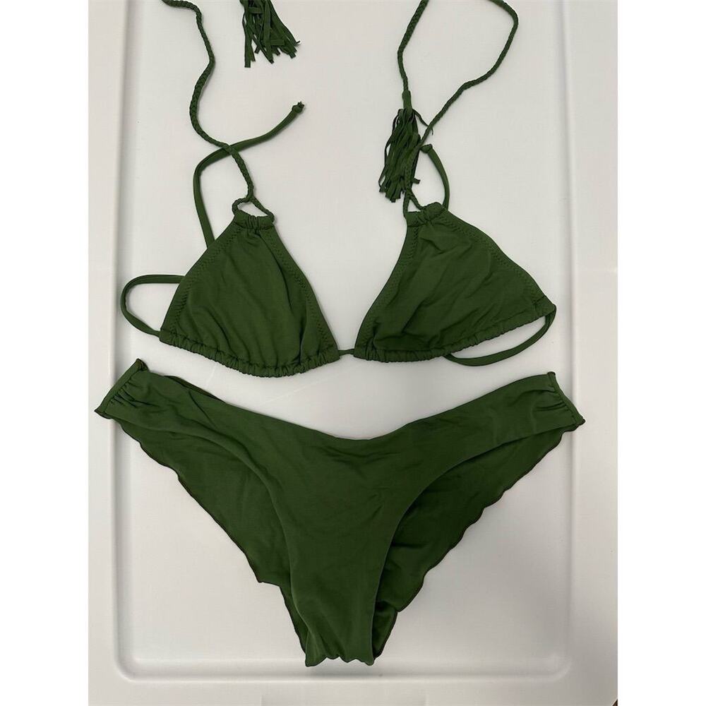 Flordepiel Women's Rouched Bikini Bottoms Green Size L - BOTTOMS ONLY